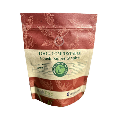 comprare Borsa di imballaggio alimentare biodegradabile con cerniera marrone laminata con carta artigianale online manufacture