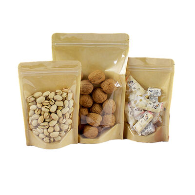 comprare Biodegradabile carta Kraft Stand Up sacchetto con cerniera per imballaggi alimentari di dimensioni personalizzate online manufacture