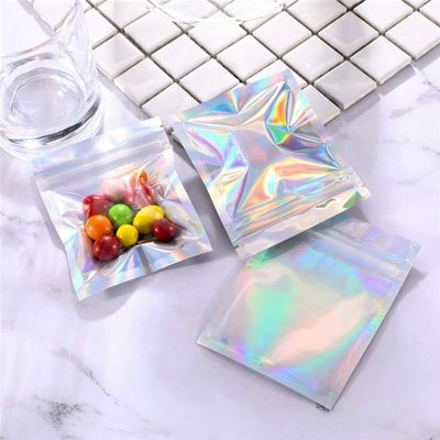 comprare HACCP Holographic Stand Up Pouch Zipper Top Mylar Foil Mini Pouches online manufacture