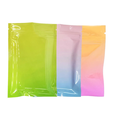 Grado alimentare Snack 3 Side Sacchetti sigillati Chiusura a cerniera Colore gradiale Arcobaleno Colorato