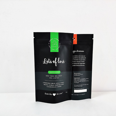 Plastico Custom Stand Up Bag Gravure Printing Zipper Tea Packing Bag