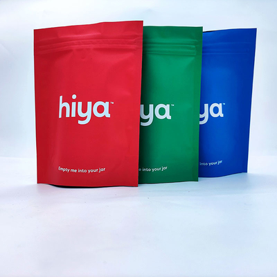 Borse in lamina di alluminio Mylar verde rosso opaco Borse con chiusura lampo Mylar Stand Up Pouches