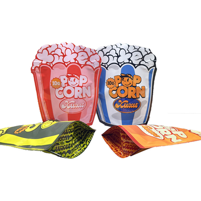 Il popcorn modella il supporto di Mylar sulla cima a chiusura lampo su ordinazione di forma irregolare del sacchetto