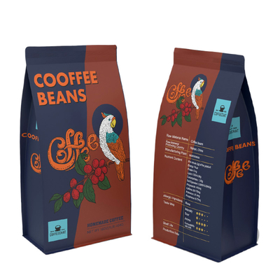 Sacchetti su ordinazione d'imballaggio del fondo piatto della borsa del caffè del di alluminio per caffè