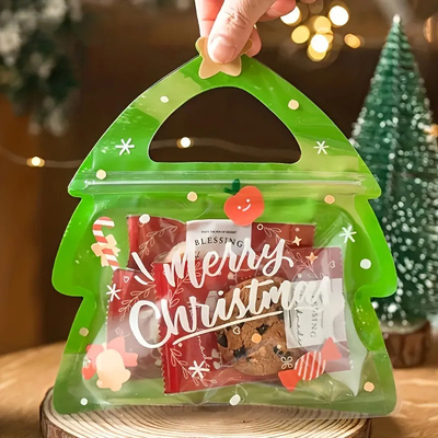 Calze natalizie sacchetto di confezione di caramelle a forma speciale sacchetto di cerniera di plastica per gommoni