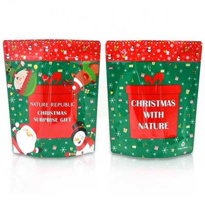 Matte trasparente di plastica di Natale Stand Up sacchetto antiodore snack sacchetto di imballaggio