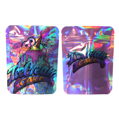 Colore personalizzato Holographic Stand Up Bag Matte Tear Notch Con Zipper