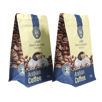 Logo personalizzato Borsa a fondo piatto Matte stratificata con chiusura a cerniera Sacchetti da caffè con valvola