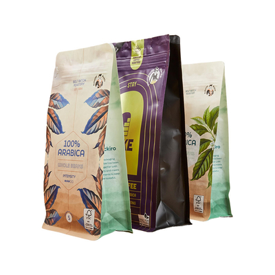 Biodegradabile carta kraft con cerniera alimentare con confezionamento stand up pouch personalizzato re-sealable impermeabile