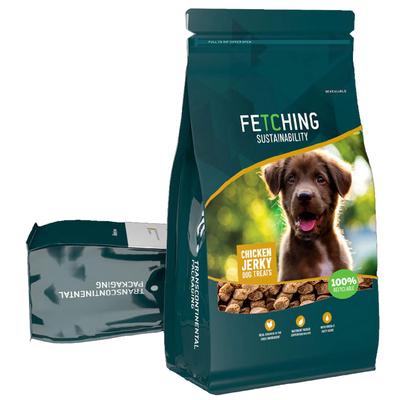 Eco-Friendly Biodegradable Pet Snacks Side Gusset Flat Bottom Stand Up Bag