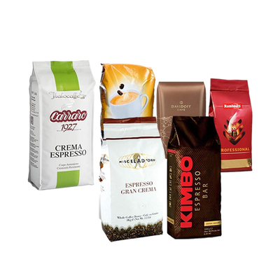 Biodegradabile per uso personale con gomma laterale a fondo piatto 100g 150g 250g 500g 1 kg sacchetto da caffè con valvola e cerniera