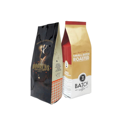 Borse stampate su misura in oro lucido metallico 1 kg Borse da caffè a lato Gueest Borse personalizzate con sigillo termico Borsa da caffè stand up