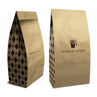 Larghezza 7,5 pollici Kraft Stand Up Bags 500g Gravure Stampa sacchetti di caffè sigillabili