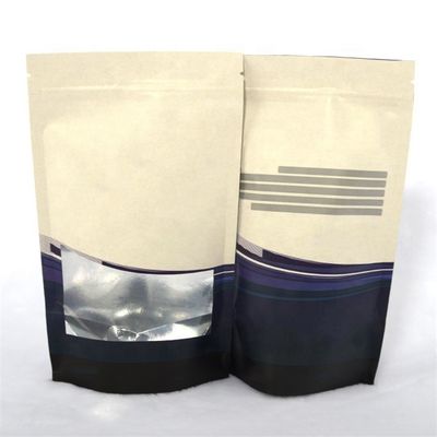 OEM Borse di caffè biodegradabili stampate Borse di carta kraft resealable con finestra
