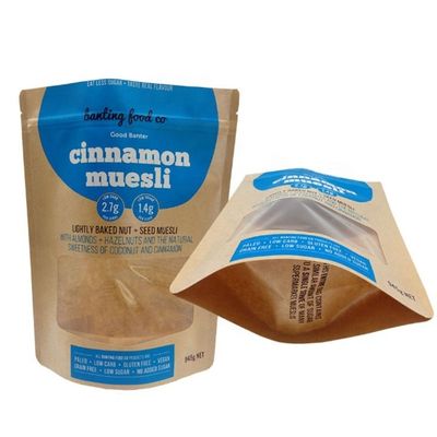 Carta Kraft marrone Stand Up Bag Mega impermeabile sacchetti ricapsulabili ODM