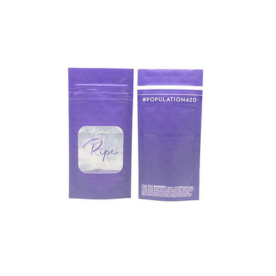 Logo personalizzato di plastica viola Stand Up Zip Lock sacchetto imballaggio sacchetti Mylar con finestra